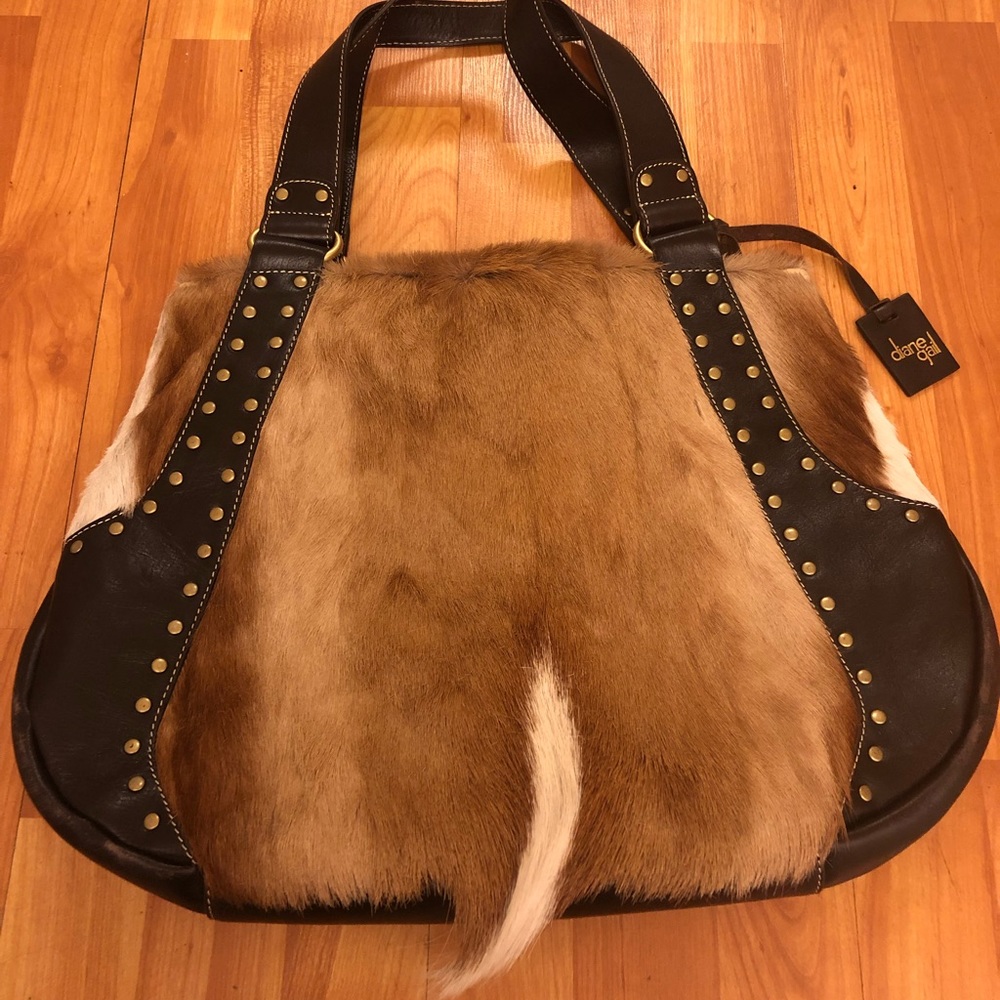 Roma leather and Springbok fur purse